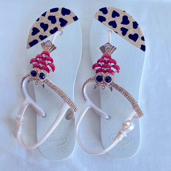 NWOT Original Brazilian Havaianas Sandals - Handmade Embroidered USA9/10W- 41/42 - Picture 5 of 8